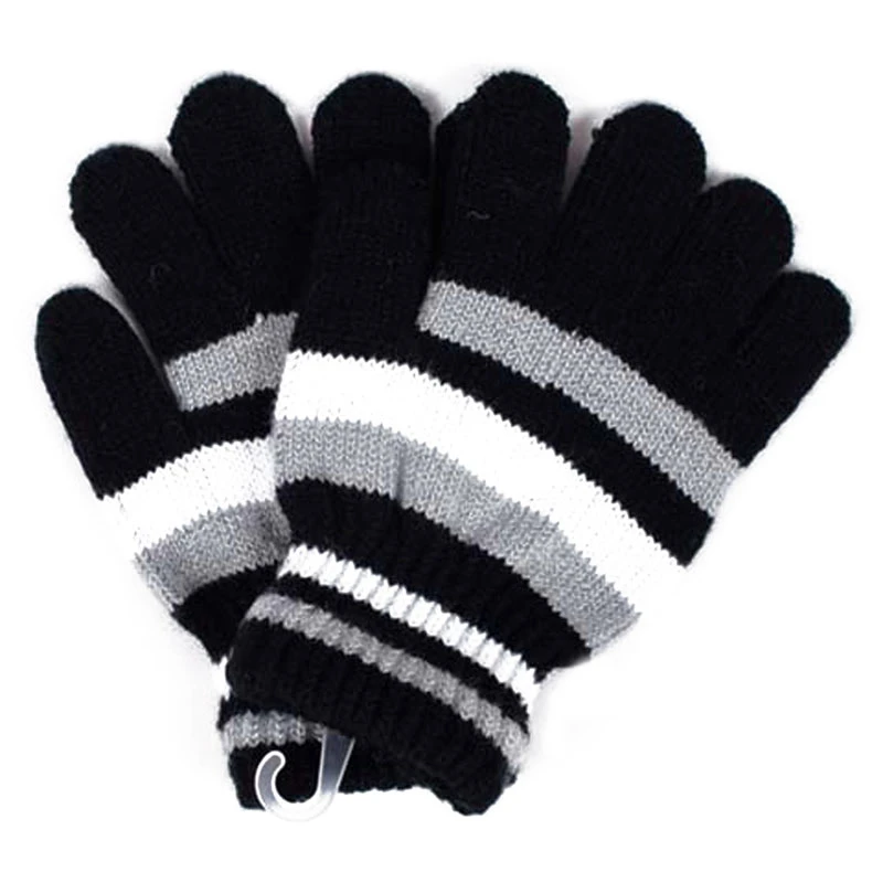 Зимние Детские Волшебные эластичные перчатки, варежки для девочек и мальчиков, теплые вязаные перчатки, Детские Полосатые теплые новые модные зимние перчатки