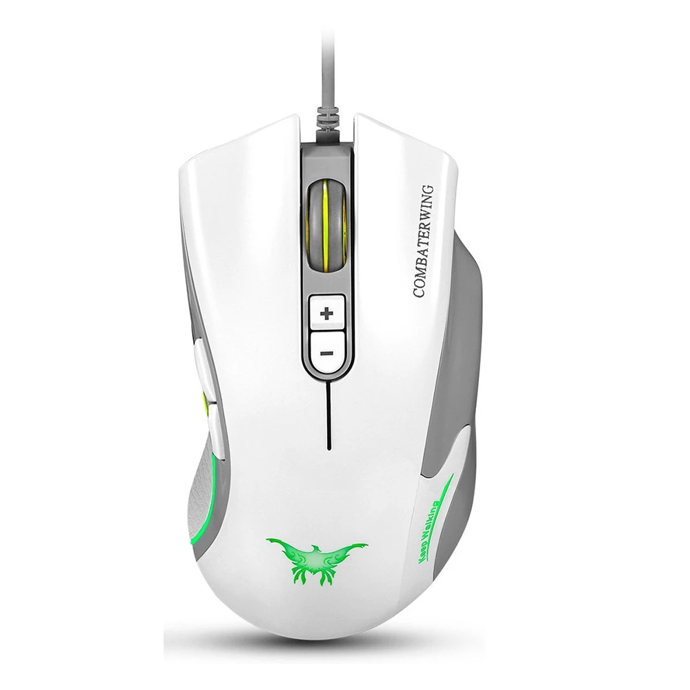 

White CW10 4800 DPI Wired Gaming Mouse Mice 7 Buttons Design 6 Breathing LED Colors Changing High Precision for Gamer PC MAC