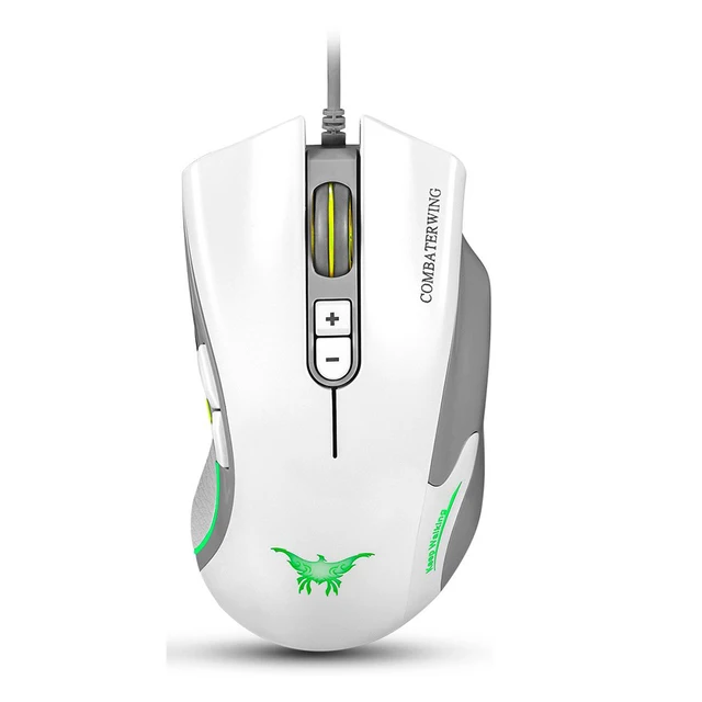 Best Offers White CW10 4800 DPI Wired Gaming Mouse Mice 7 Buttons Design 6 Breathing LED Colors Changing High Precision for Gamer PC MAC