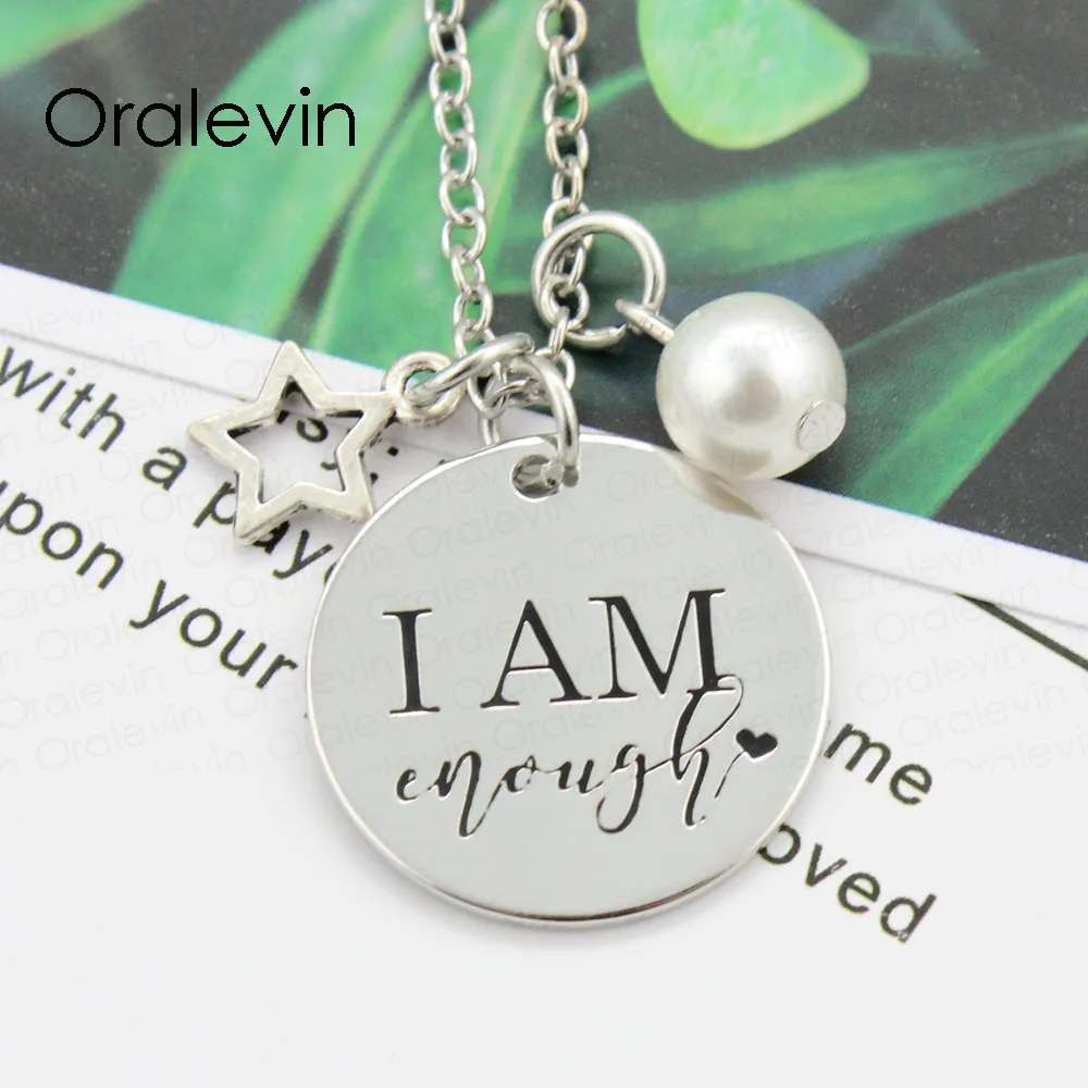 I AM ENOUGH Inspirational Hand Stamped Engraved Glamour Creative