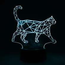 Creative 3D Walking Cat Changable Color LED Nightlight Pmma Illusion Night Lamp USB Bedroom Decor Light with Touch Button