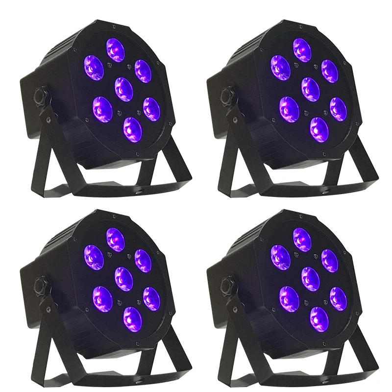 

4PC/Lot 7x18W LED Par RGBWA+UV 6IN1 Light/ LED Wash Light /Flat Par Light DMX512 6/10CH Professional DJ Light Stage Equipment