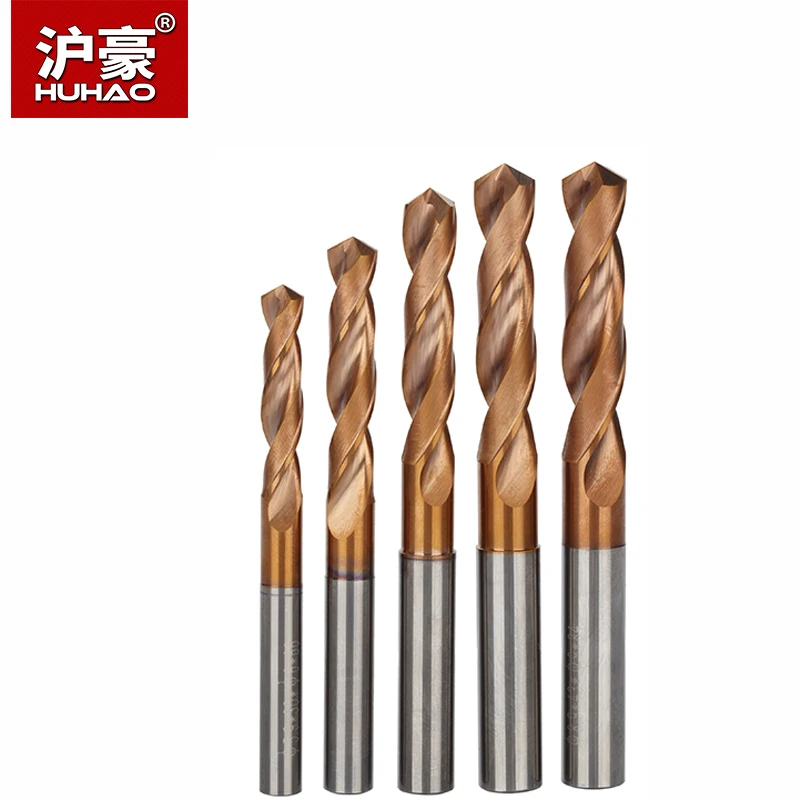 HUHAO 5pcs/lot Twist Drill Bit HRC65 Solid Carbide Drill Bits For Hard