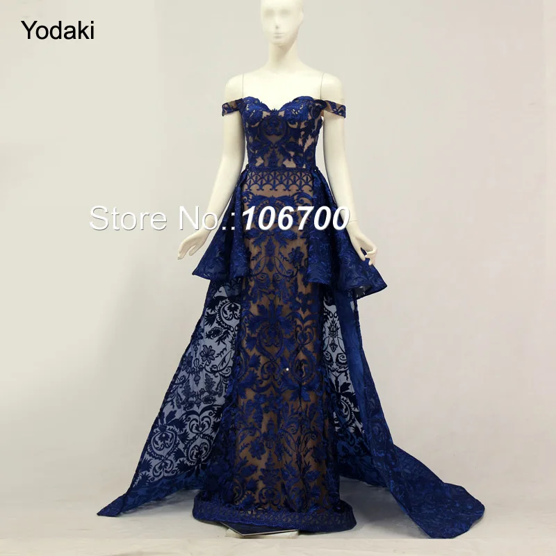 

New Real Photos Detachable Tail Formal Evening Dresses 2018 Embroidery Lace Sweetheart Off the Shoulder Pageant Prom Gowns