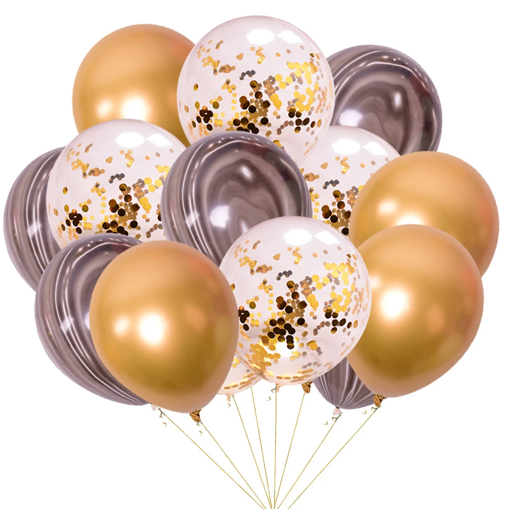 

Metallic Balloon 12" Gold Wedding Balloon Decoration 15Pcs Confetti Balloon Sequin Marble Balloon Golden