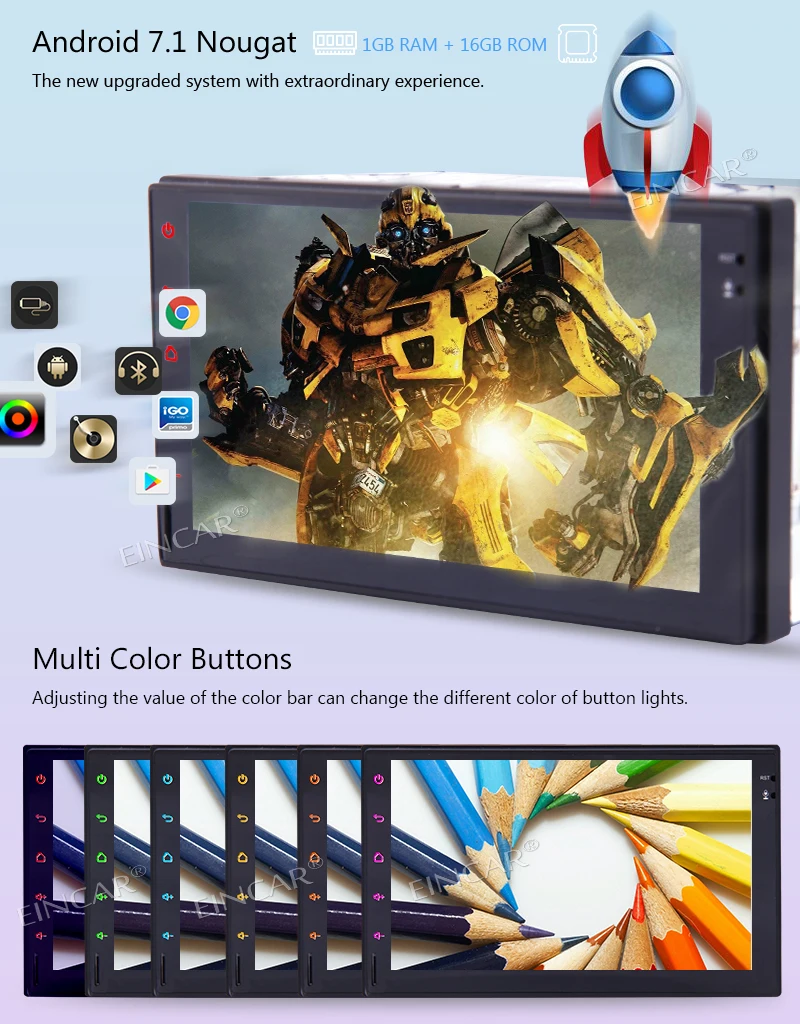 Discount Android Touch Screen Car Stereo 2 Din Radio Video Player Bluetooth WiFi GPS Navigation support Car LOGO 1080P OBD2 Camera Input 2