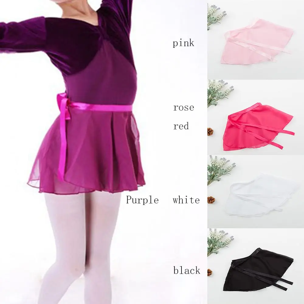 

Kids Girls Ballet Dance Skirt Basic Classic Chiffon Pull-On Wrap Mini Skirt with Waist Tie Costume for Performance Dancing Wear