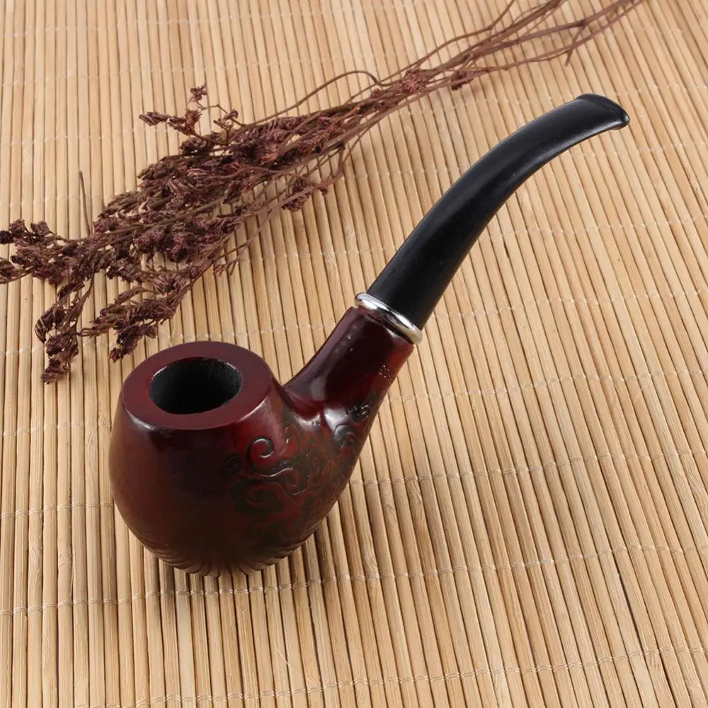 Durable Wooden Enchase Smoke Smoking Pipe Tobacco Cigarettes Cigar