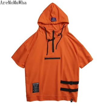 

AreMoMuWha New summer European street fashion brand Loose Hip Hop Half Sleeve Top Camo or Pure colorr Sweatshirts QX040