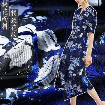 

High-grade jacquard fabric spring and autumn and winter fashion inkjet style dress wind clothes fabric brocade cloth wholesale