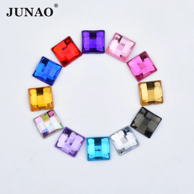 Junao 2000pcs 8mm Acrylic Flatback Square Rhinestones Clear Crystals