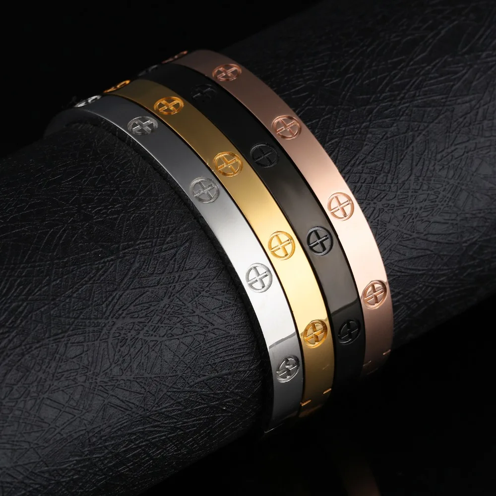 

FATE LOVE brand Fashion Jewelry Cute Girl Bracelet Bangles for Women Female Stainless Steel Black Silver color Rose Gold color