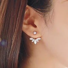 Cubic Zirconia Flower Stud Earrings For Women Girls Rose Gold Silver Color Alloy Female Small Earring