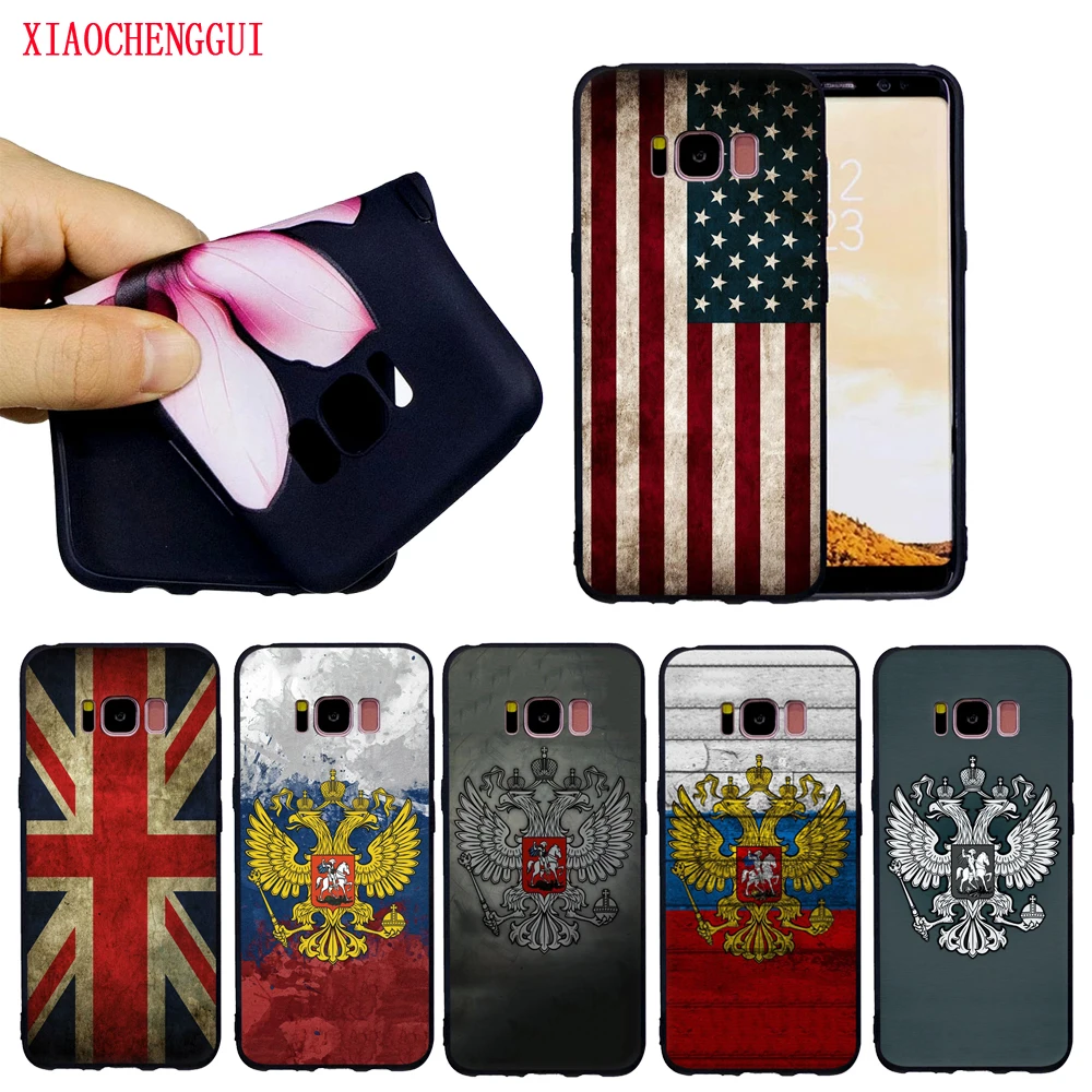 

For Samsung Galaxy S8 case Russia USA United Kingdom Flag for Samsung Galaxy S8 S9 S9Plus S6 S6E S7 S7E Soft silicone phone case