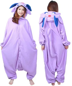 

Adult Unisex Winter Warm Polar Fleece Cartoon New Anime Pokemon Master Espeon Cosplay Costume Onesie Jumpsuit Pyjamas Hot Sale