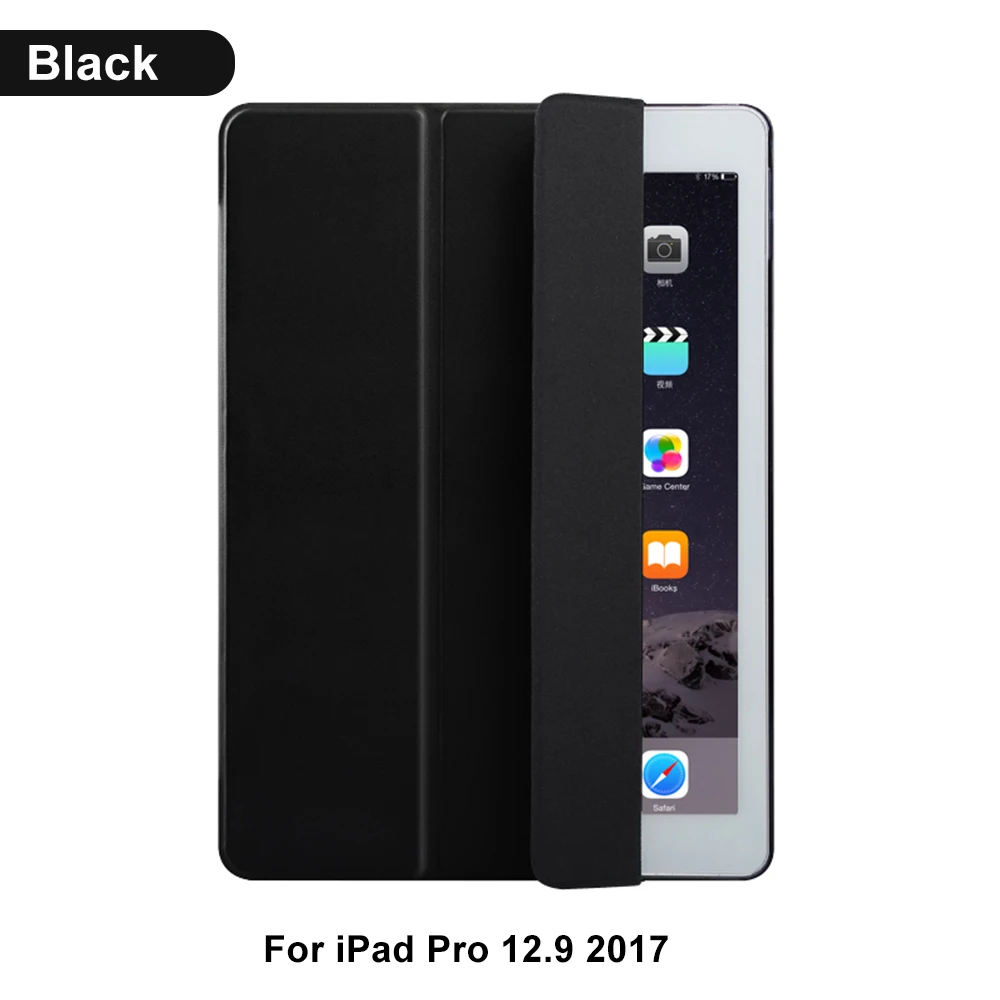 Ultra Slim Смарт чехол для Apple iPad Pro 12.9 12." искусственная кожа Планшеты складной Фолио чехол автовключение/сна - Цвет: black