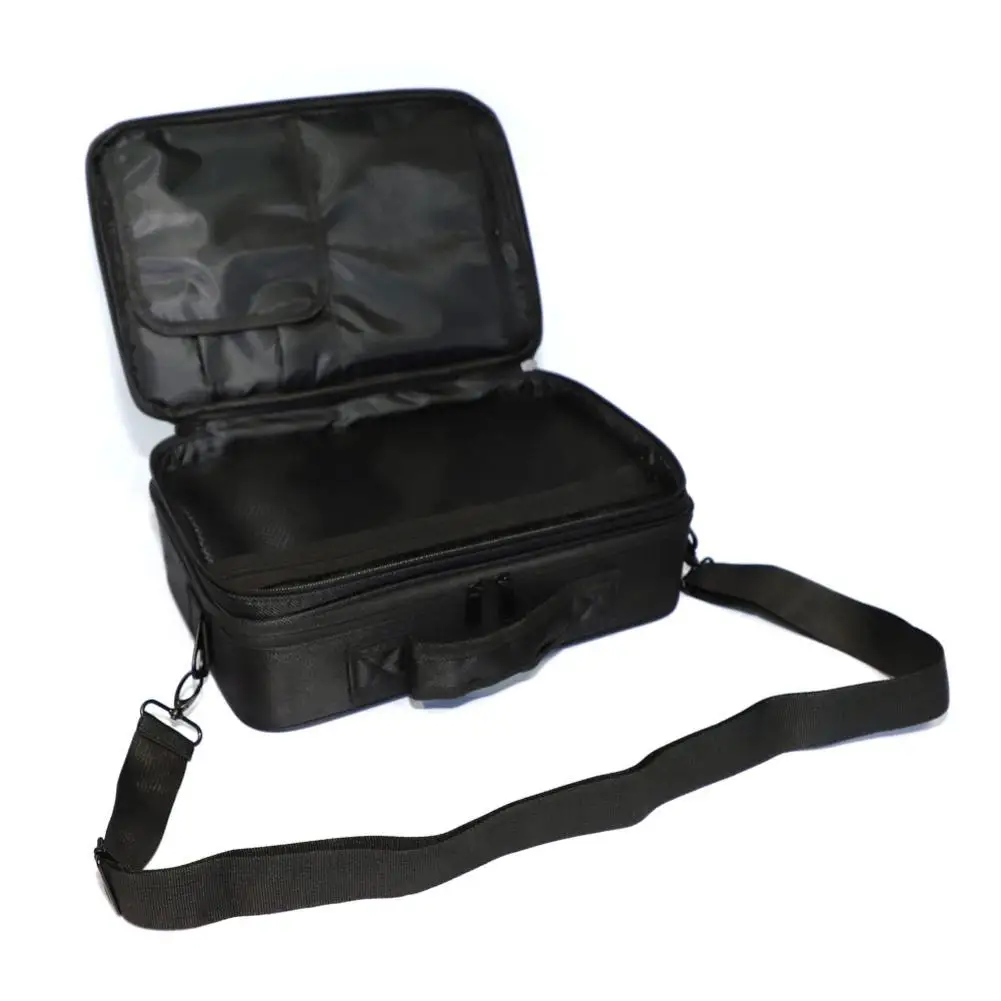 

Professional High-capacity Multilayer Portable Travel Makeup Bag with Shoulder Strap (Small) Black