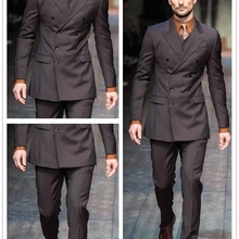 Последние пальто брюки дизайны коричневые мужские свадебные вечерние костюмы мода двубортный комплект со смокингом жениха на свадьбу костюм «Человек Terno