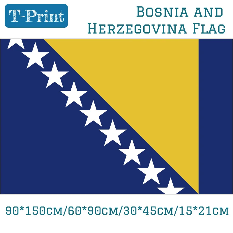 National Flag Of Bosnia And Herzegovina 90*150cm 60*90cm 15*21cm 30*45cm Car Flag For Event / Office / Home Decoration san marino national flag 90 150cm 60 90cm 15 21cm 3x5ft banners 30 45cm car flag for decoration