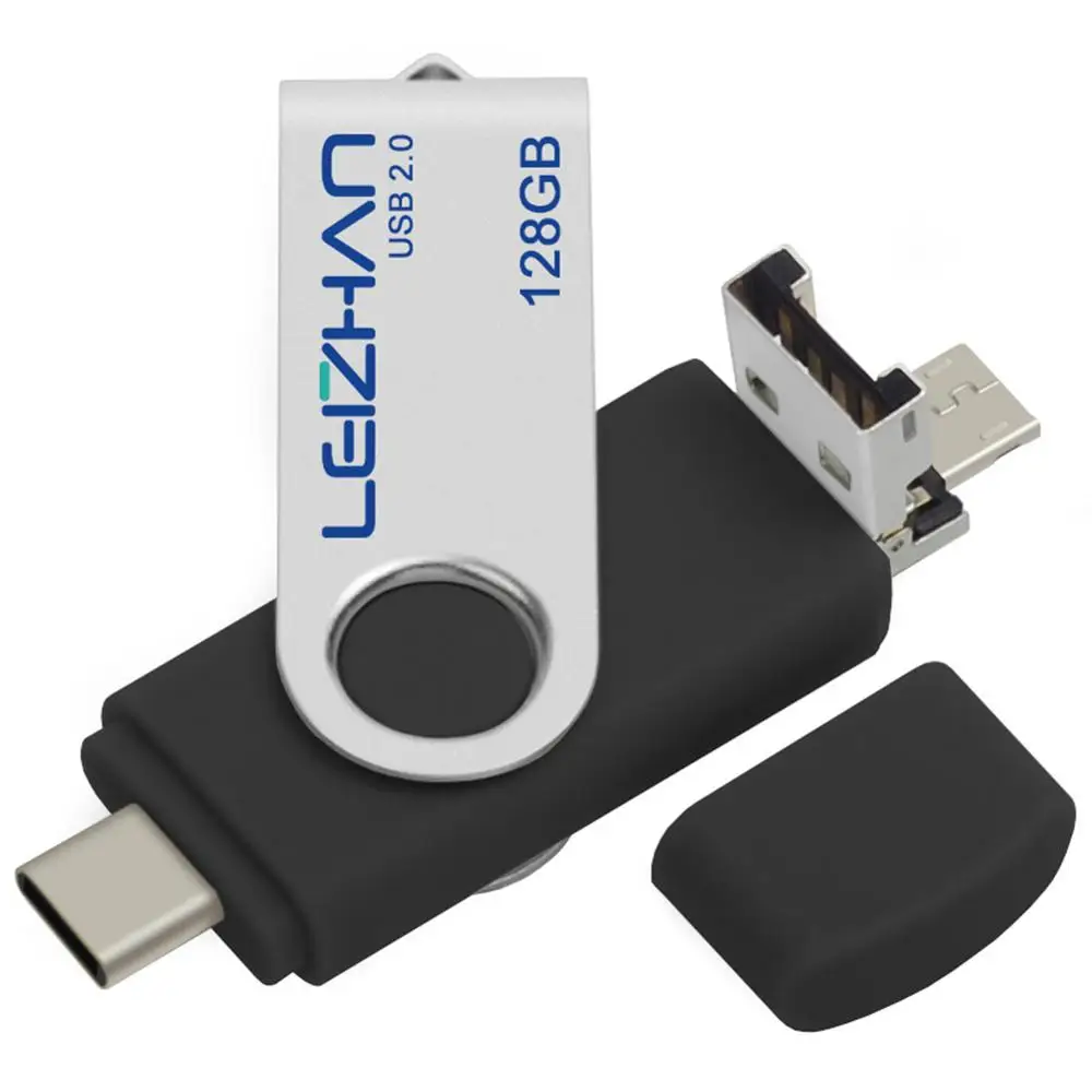 Leizhan OTG USB флэш-накопитель для Android тип-c микро-Фотостудия накопитель 128 Гб 64 ГБ 32 ГБ 16 ГБ 8 ГБ 4 ГБ memoria Флешка 3 в 1 ключ