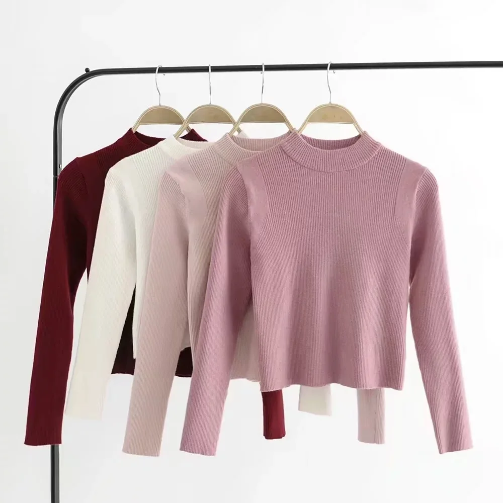 

Momoluna Fashion Women Sweaters And Pullovers Female Solid Slim Pullover Knitted Casual Jumper Pull Femme Crop Sweater