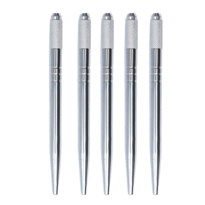 

1Set 5Pcs Manual Micro- blading Pen Machine Eyebrow Pens For Semi-Permanent Pen Makeup Supplies Eyebrow Makeup Tools Silver
