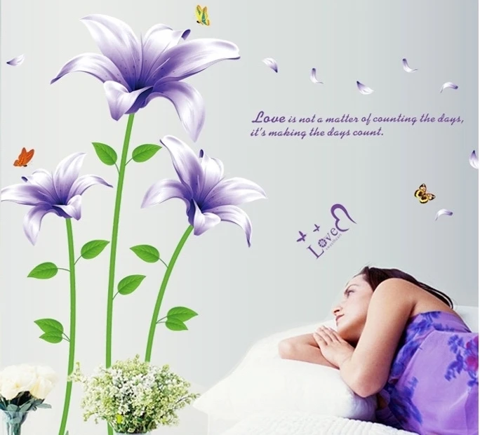 Online shop grote lelie kunstmatige muurstickers decals vrouw ...