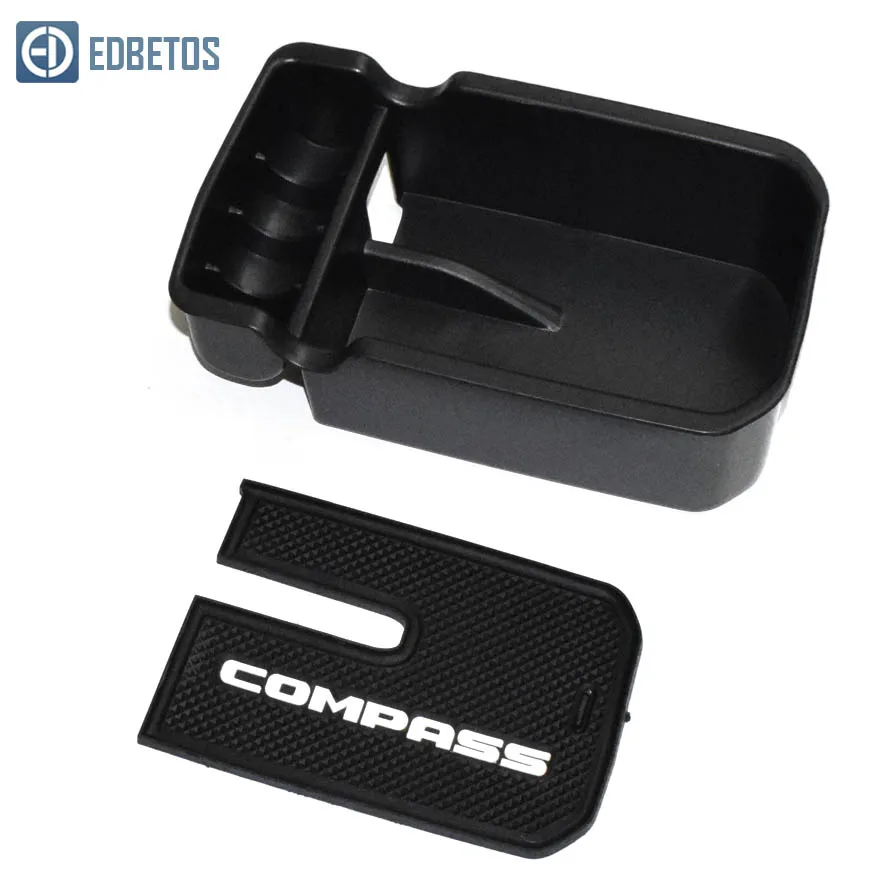 

New Compass Armrest Storage Box for Jeep Compass 2017 2018 2019 Center Console Organizer Tray Compass Glove Box Coin Holder