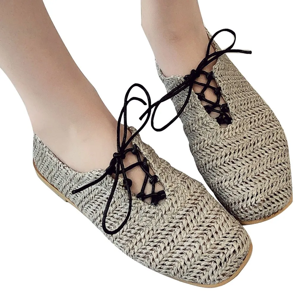 SAGACE/Женская тканая обувь без застежки с квадратным носком Повседневная модная