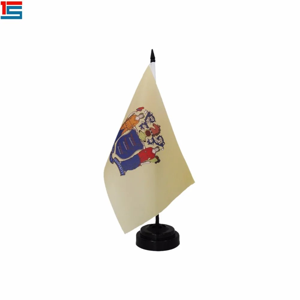 Custom size US state Mini desk flag New Jersey table flag with plastic