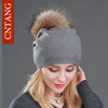 Autumn Winter Knitted Wool Hats For Women Fashion Pompon Beanies Fur Hat Female Warm Caps With Natural Genuine Raccoon Fur Cap 4