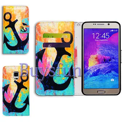 Bcov Brand Black Anchor Folio Leather Case Cover For Samsung Galaxy Note 4 103027840 |
