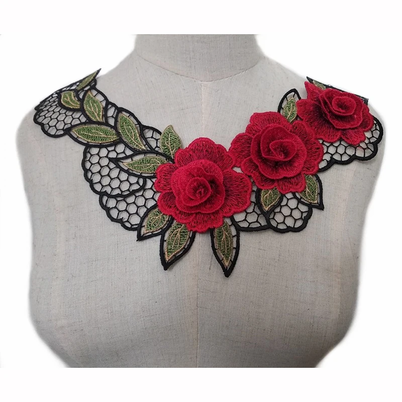 

Lace Fabric 3D Flower Lace Applique neckline collar Clothing Accessory Voile Lace Embroidery Sewing craft supplies A388