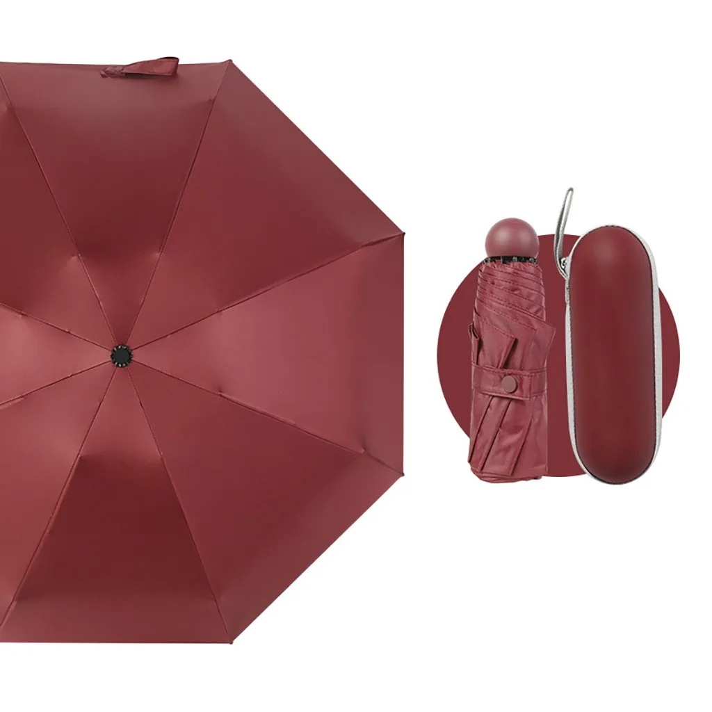 Portable Mini Capsule Umbrella Ultra Light Sunscreen Sun UV Protection Parasol Playa Beach Parasol Umbrellas Stand Rainy Day - Цвет: Red