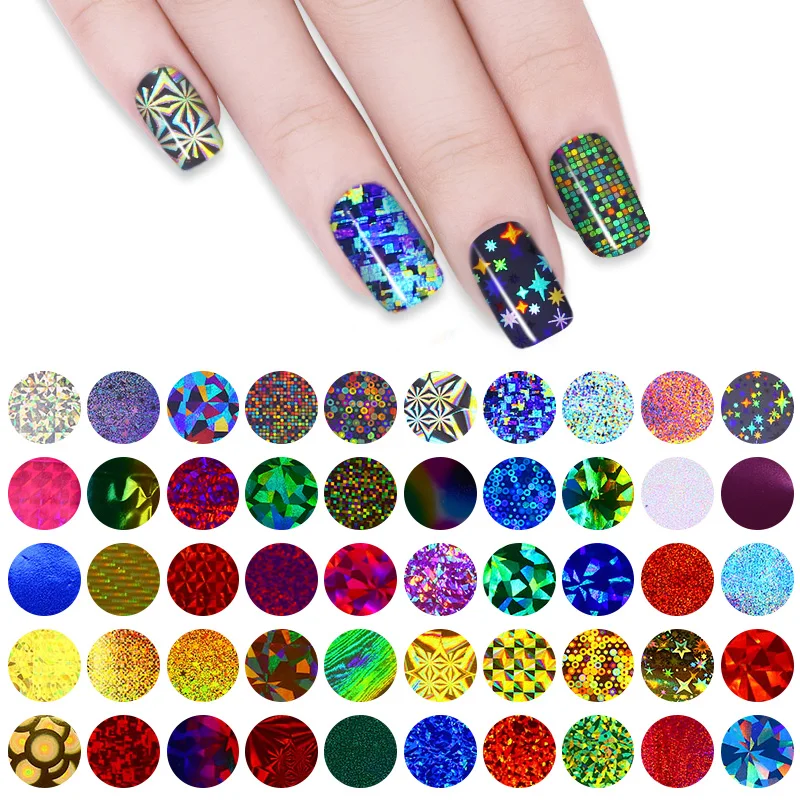  50Pcs/set Shimmer Starry Sky Nail Foil 4*20cm Colorful Nail Starry Glitter Transfer Sticker Manicur