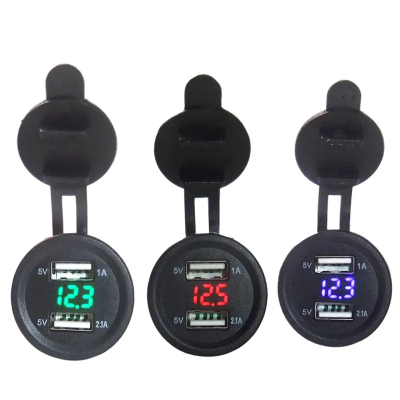 

Dual USB Motorcycle Cigarette Lighter Socket Car Cigarette Lighter Charger Socket Charger+LED Digital Voltmeter Meter Monitor