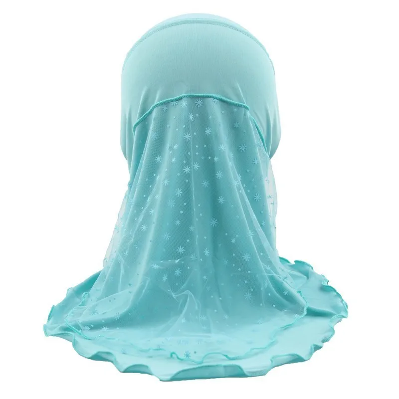 Мусульманский хиджаб для девочек, исламский шарф в арабском стиле, шали с красивым кружевом, снежный узор, около 45 см, для девочек 2-7 лет