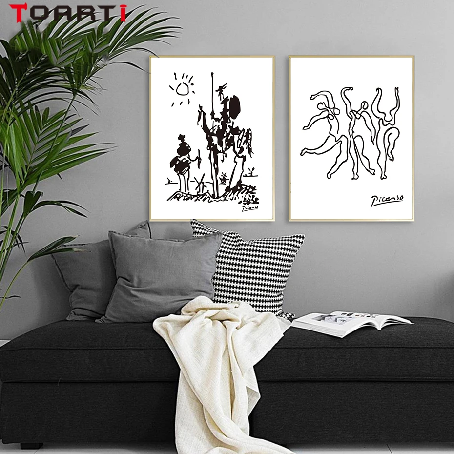 Farm Lives Abstract Wall Art Minimalist Line Drawing Black&White Nordic Modular Paintings Living Room Poster Pictures Decoration (7)
