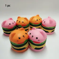 Новых Squishy милые Burger кошки Антистресс мяч Squeeze замедлить рост игрушки мягкие Sticky Снятие напряжения игрушки смешной подарок