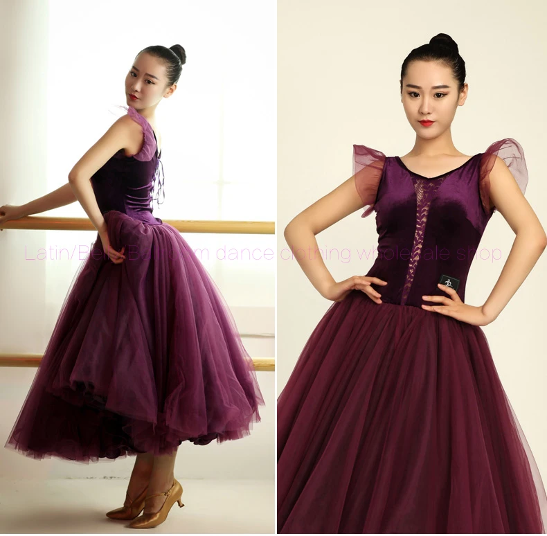 

New Ballroom dance costumes sexy velvet mesh sleeveless ballroom dance dress for women ballroom dance competition dresses