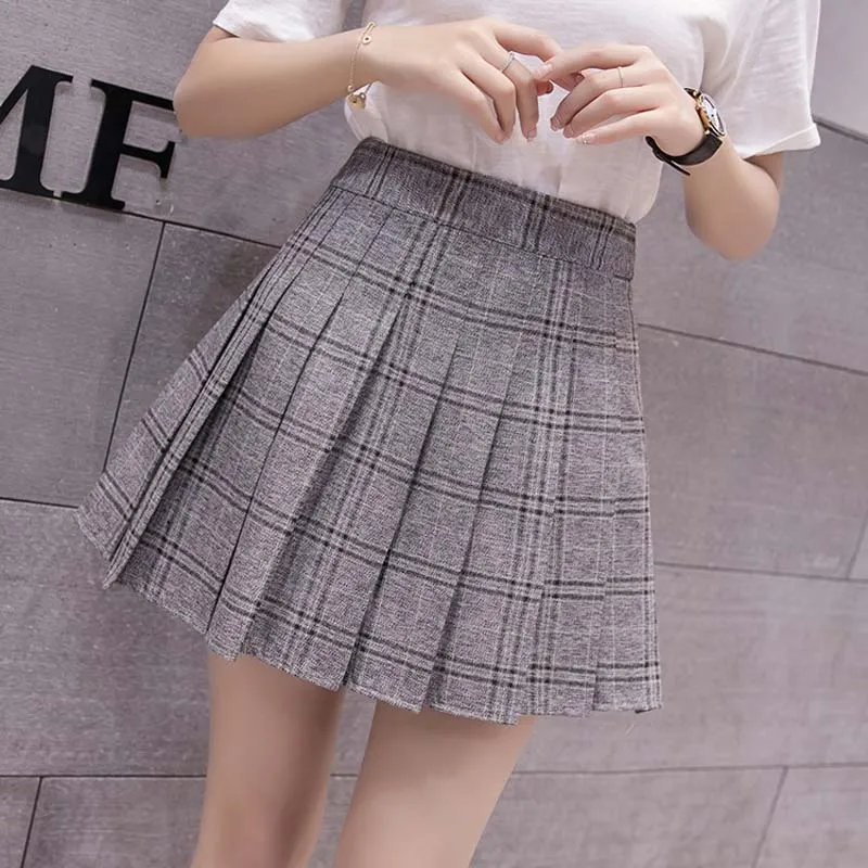 Новые женские летние мини юбки Harajuku Модные клетчатые юбки с высокой талией плиссированные мини юбки женские 8 цветов S-XL