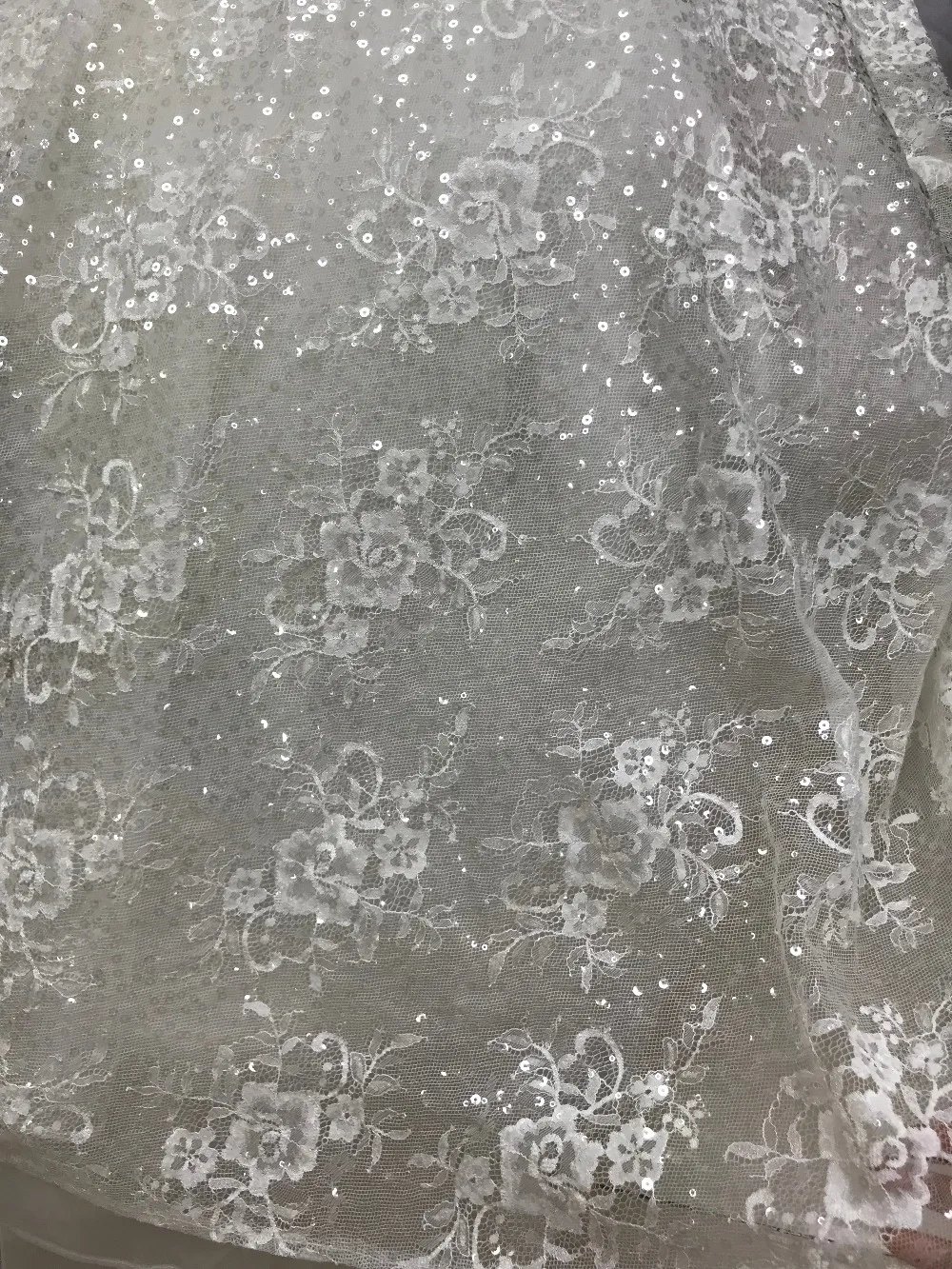 

High Quality Soft Eyelash Lace Trim Wedding Dress Fabric JOY-6633 with sequins DIY Decorative