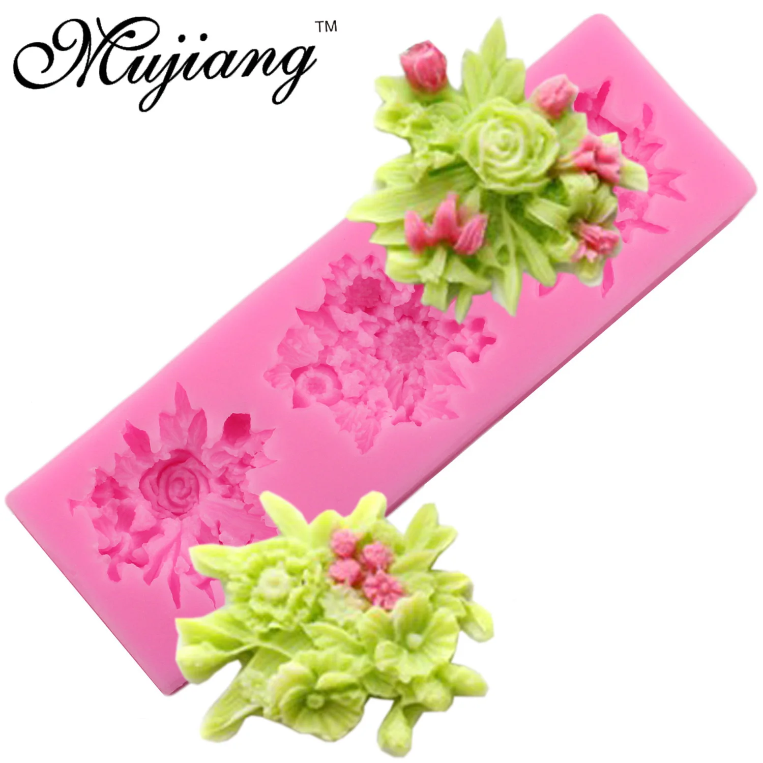 342 7 De Réductionmujiang Bouquet Cupcake Fondant Gâteau Décoration Outils Fleur Chocolat Silicone Moule Bricolage Pâte à Sucre Bonbons Fimo