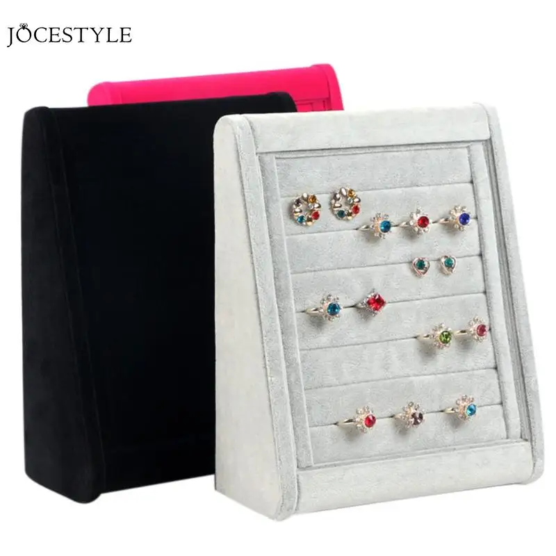 

3 Colors Velvet Ring Jewelry Case Box Organizer Earring Ear Stud Jewelry Display Shelf Rings Display Storage Case Accessories