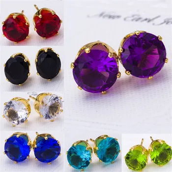 

New Round Zircon temperament girl Earrings Simple sparkling Women Earrings Handmade jewelry Isayoe 2 Pieces