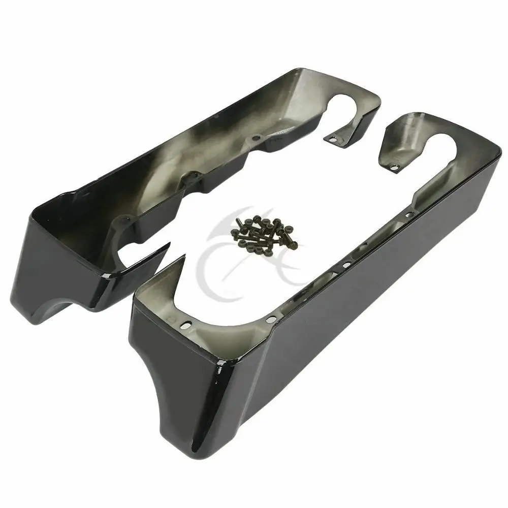 

Motorcycle Black 4" Hard Stretched Saddle Bag Extensions For Harley Touring Road Glide King 94-13