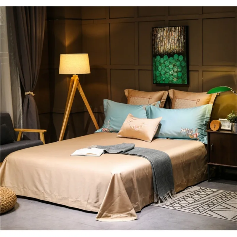 Waliicorners 60S Egypt Cotton Luxury 4/7pcs Bedding set Queen/King Size Embroidery style Bed set Duvet cover Bed linen Pillowcases 31 2b