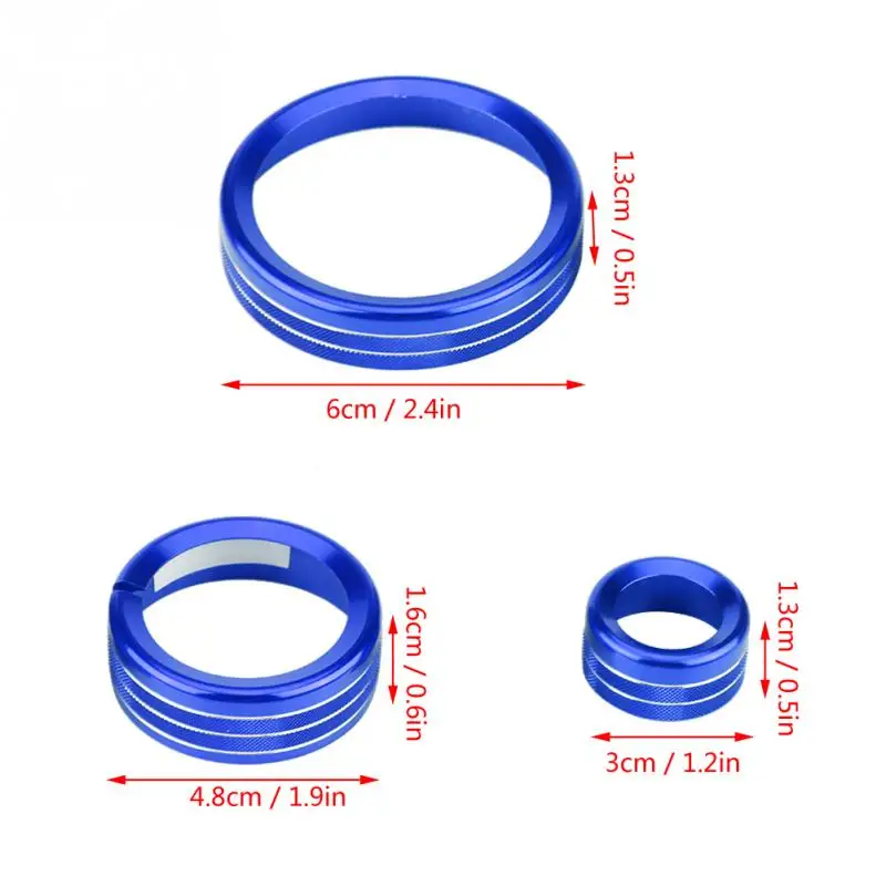 3 шт. Автомобильная панель управления из цинкового сплава мультимедийная ручка круг крышка отделка для Alfa Romeo Giulia- Stelvio - Название цвета: Синий