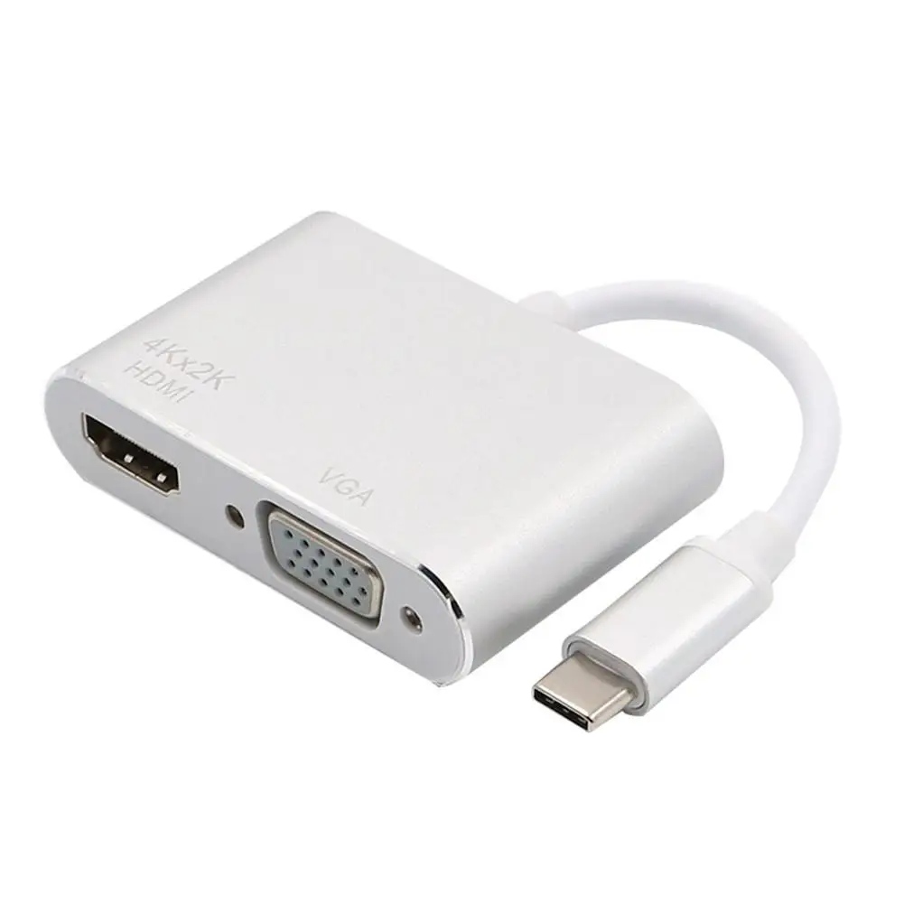 Silver USB3.1 Тип-C к HDMI VGA 4 K HDMI видеовыход адаптер конвертер для Macbook проектор HDTV монитор - Цвет: Silver