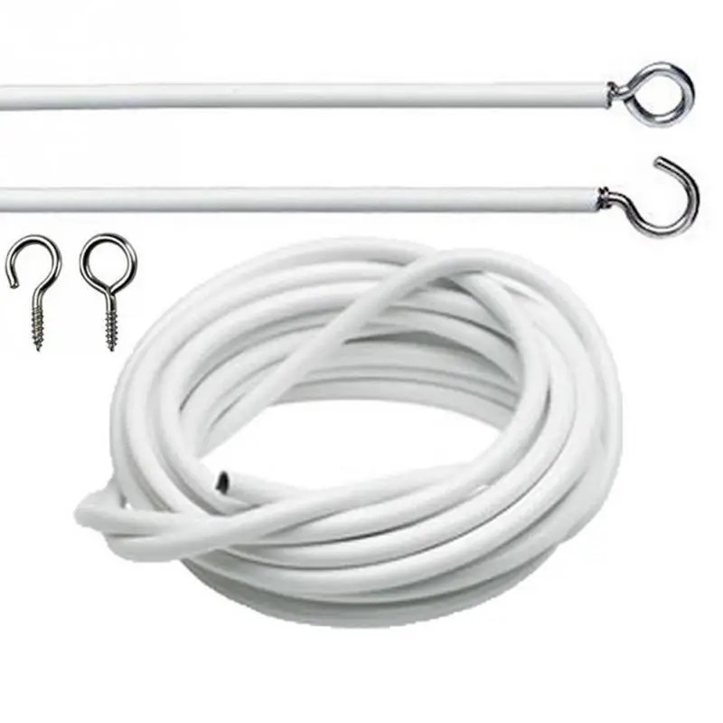 

Net hang Curtain Wire White Curtain Rope Window Cord Set with 2 Fish Eyes and 2 Hooks Curtain Decor Accessories